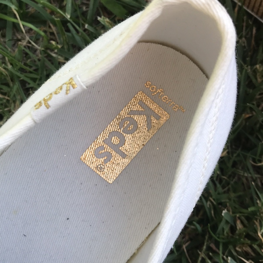 Keds New sneakers w Gold bronze laceUp Triple Kick Canvas wedge sneakers 9.5 - Picture 10 of 14